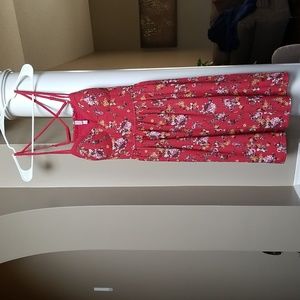 Red floral sundress with pockets